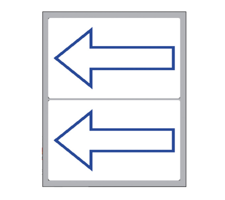 Etichette adesive simbolo freccia blu - alto - in carta - permanenti - 115 x 70 mm - 2 etic. Per foglio - 10 fogli - bianco - Markin - 10059 - 8007047038487 - DMwebShop - 1