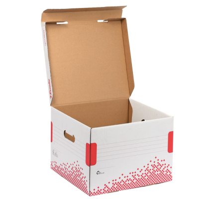 Scatola container Speedbox - Small - 25,2 x 35,5 cm - dorso 19,3 cm - bianco e rosso - conf. 15 pezzi - Esselte - 623911 - 4049793026015 - DMwebShop - 4