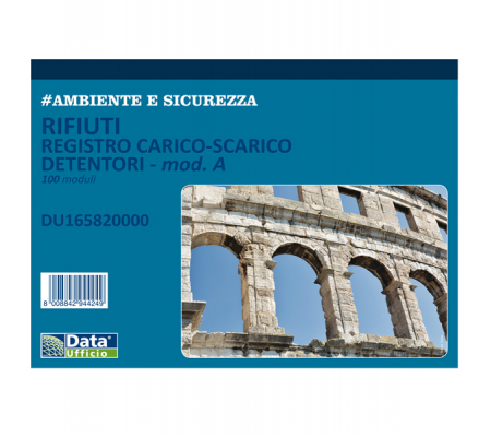 Rregistro carico-scarico rifiuti - Mod. A - 100 fogli - 29,7 x 21,5 cm - Data Ufficio - DU165820000 - 8008842585619 - DMwebShop - 1