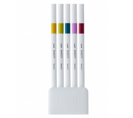 Fineliner Emott - tratto 0,4 mm - colori assortiti retro' - conf. 5 pezzi - Uni Mitsubishi - M PEM-SY 5C 8 - 4902778248355 - DMwebShop - 1