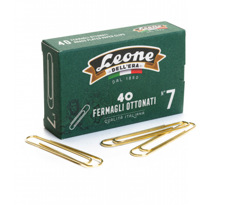 Fermagli ottonati supergiganti - lunghezza 75 mm - n. 7 - oro - conf. 40 fermagli - conf. 10 pezzi - Leone dell'era - FO7 - 8007979002273 - DMwebShop