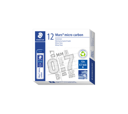 Astuccio 12 Mine Mars Micro mina - 0,7 mm - gradazione B - conf. 12 pezzi - Staedtler - 250 07-B - 4007817213865 - DMwebShop - 1