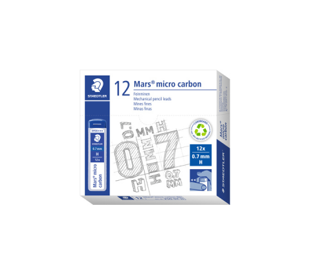 Astuccio 12 Mine Mars Micro mina - 0,7 mm - gradazione H - conf. 12 pezzi - Staedtler - 250 07-H - 4007817213926 - DMwebShop - 1