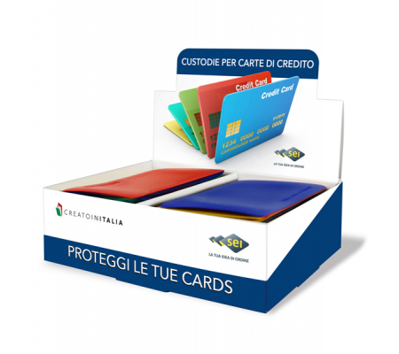 Porta carte di credito Card 6 Color - 6 tasche - 5,8 x 8,7 cm - colori assortiti - conf. 5 pezzi - Sei Rota - 48421690 - DMwebShop - 1