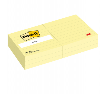 Blocco foglietti - giallo Canary - a righe - 76 x 76 mm - 100 fogli - Post-it - 7100263309 - DMwebShop - 1