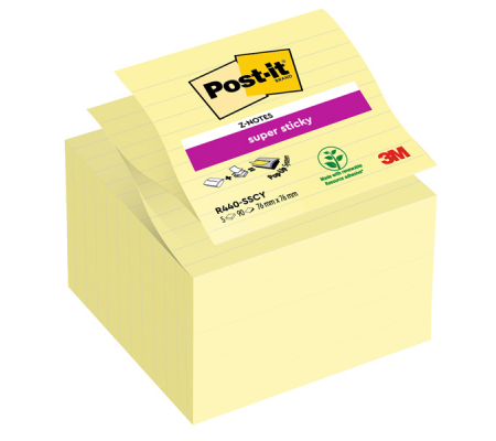 Ricarica foglietti Super Sticky - giallo Canary - a righe - 101 x 101 mm - 90 fogli - Post-it - 7100234252 - 051141998428 - DMwebShop - 1