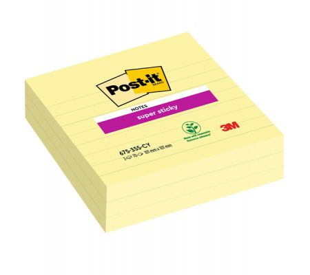 Blocco foglietti Super Sticky - giallo Canary - 101 x 101 mm - a righe - 70 fogli - Post-it - 7100234641 - 051141998817 - DMwebShop - 1