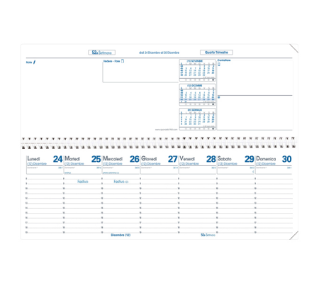 Agenda settimanale Agendascop 2025 - c-spirale - copertina Impala - 30 x 10 cm - nero - Quo Vadis - 020026Q - DMwebShop - 1