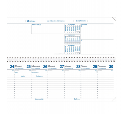 Agenda settimanale Agendascop 2025 - c-spirale - copertina Impala - 30 x 10 cm - nero - Quo Vadis - 020026Q - DMwebShop - 2