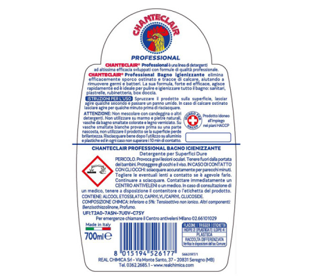 Detergente Professional bagno igienizzante - in trigger - 700 ml - Chanteclair - 60N720IT - 8015194533595 - DMwebShop - 1