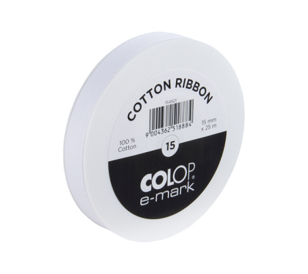 Nastro in cotone E-mark - 15 mm x 25 mt - bianco - Colop - 154.921.00 - 9004362518884 - DMwebShop