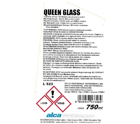 Detergente per vetri Queen Glass - profumo gradevole - trigger da 750 ml - Alca - ALC525 - 8032937573489 - DMwebShop - 1