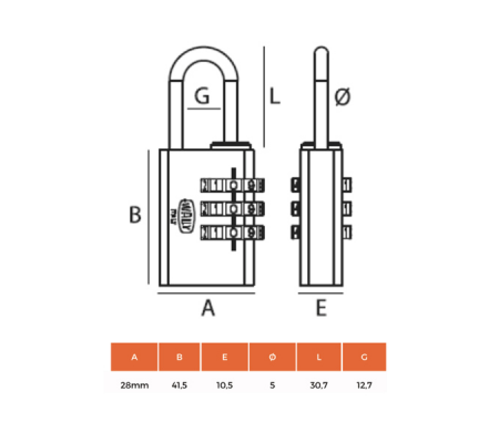 Lucchetto con combinazione - 30 mm - Metalpus - Metalplus - 9030C - 3000004561115 - DMwebShop - 1