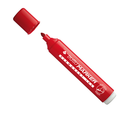 Marcatore permanente Marker - punta tonda - 2,5 mm - rosso - conf. 12 pezzi - Tratto - 841102 - 8000825003929 - DMwebShop - 1