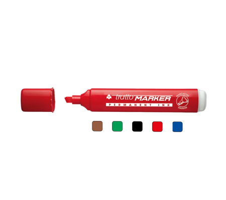 Marcatore permanente Marker - punta a scalpello - 6,5 mm - rosso - conf. 12 pezzi - Tratto - 840102 - 8000825004025 - DMwebShop - 1