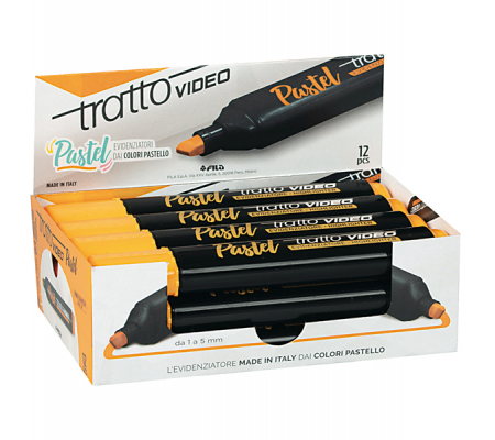 Evidenziatore Video pastel - punta a scalpello - da 1 - 5 mm - arancione mandarino - conf. 12 pezzi - Tratto - 833503 - DMwebShop - 1