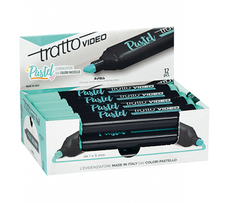 Evidenziatore Video pastel - punta a scalpello - da 1 - 5 mm - verde menta - conf. 12 pezzi - Tratto - 833505 - 8000825025198 - DMwebShop - 1