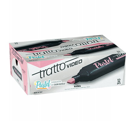 Evidenziatore Video Pastel - punta a scalpello - da 1 - 5 mm - rosa pompelmo - conf. 12 pezzi - Tratto - 833507 - 8000825025204 - DMwebShop - 3