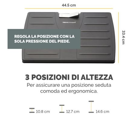 Poggiapiedi regolabile - con sistema antibatterico Microban - Fellowes - 8035001 - 043859487219 - DMwebShop - 2