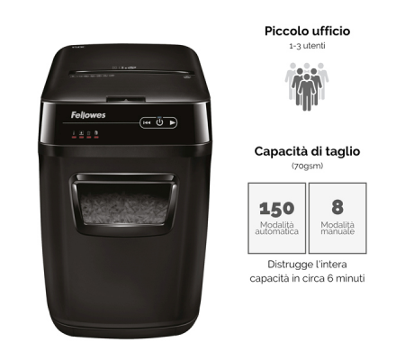 Distruggidocumenti AutoMax 130C - a frammenti - 32 lt - Fellowes - 4680102-99 - 043859683741 - DMwebShop - 1