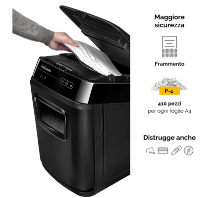 Distruggidocumenti AutoMax 200C - a frammenti - 32 lt - Fellowes - 4653602-99 - 10043859676122 - DMwebShop - 4