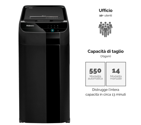 Distruggidocumenti AutoMax 550C - frammenti - 88 lt - Fellowes - 4963101 - 10043859730480 - DMwebShop - 4