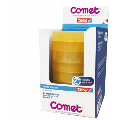 Nastro adesivo - 19 mm x 66 mt - cellophane - trasparente - Comet - 64160-00031-02 - 4042448838414 - DMwebShop