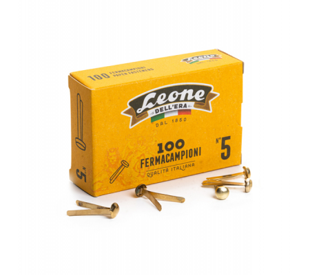 Fermacampioni ottonati - lunghezza 25 mm - n. 5 - Leone - conf. 100 pezzi - Leone dell'era - FC5 - 8007979001153 - DMwebShop