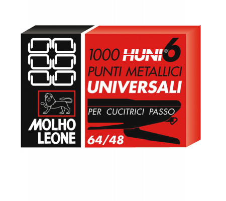 Punti universali - 6/4 - metallo - conf. 1000 pezzi - Molho Leone - 31548 - 8002057315481 - DMwebShop