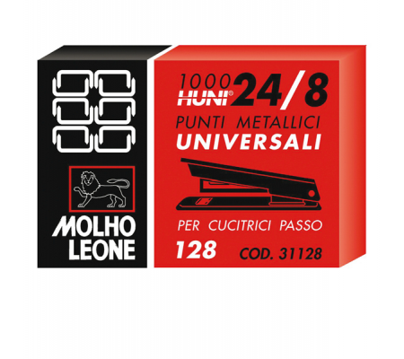 Punti - 128 - 24/8 - metallo - conf. 1000 pezzi - Molho Leone - 31128 - 8002057310288 - DMwebShop