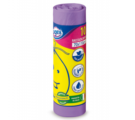 Sacchi per immondizia - 70 x 110 cm - 120 lt - 16 micron - viola - rotolo da 10 sacchetti - Logex Professional - C5LX-2006V - 8016038982142 - DMwebShop