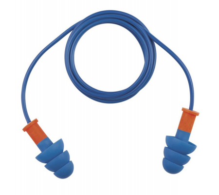 Tappi auricolari con cordino - rilevabili metal detector - Ø 7-11 cm - SNR 28 dB - blu - sacchetto da 10 paia - Deltaplus - CONICFIRDE010BL - 3295249177751 - DMwebShop