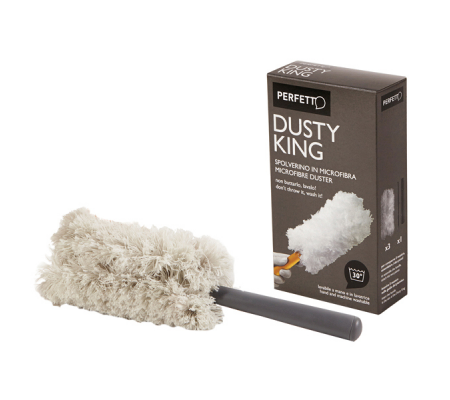 Spolverino Dusty King - microfibra - 3 ricambi inclusi - bianco-nero - Perfetto - 0065E - 8000957006553 - DMwebShop