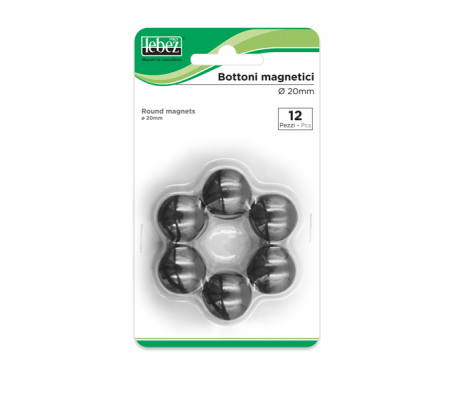 Bottoni magnetici - nero - Ø 20 mm - blister 12 pezzi - Lebez - MR-20-N - 8007509002315 - DMwebShop