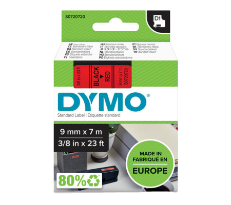 Nastro D1 409170 - 9 mm x 7 mt - nero-rosso - Dymo - S0720720 - 5411313409179 - DMwebShop