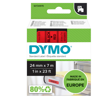 Nastro D1 537170 - 24 mm x 7 mt - nero-rosso - Dymo - S0720970 - 5411313537179 - DMwebShop