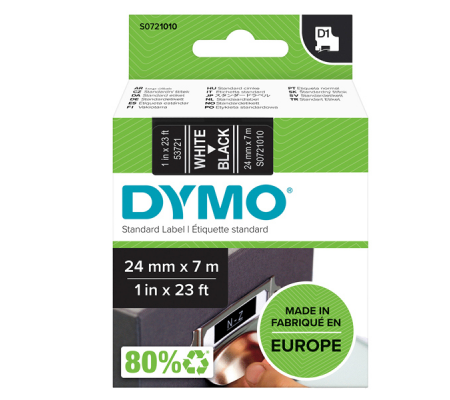 Nastro D1 537210 - 24 mm x 7 mt - bianco-nero - Dymo - S0721010 - 5411313537216 - DMwebShop