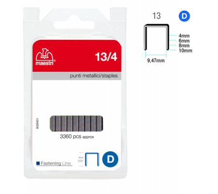 Punti zincati - 13/4 - 4 mm - metallo - conf. 3360 pezzi - Romeo Maestri - 1110501 - 8005231435029 - DMwebShop