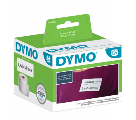 Rotolo 300 etichette LW 113560 - 41 x 89 mm - rimovibile - per badge - bianco - Dymo - S0722560 - 5411313113564 - DMwebShop