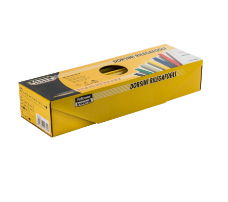 Dorsetti tondi per rilegatura - 3 mm - giallo - scatola 50 pezzi - Fellowes - D103GI - 8015687018424 - DMwebShop