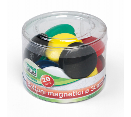 Bottoni magnetici tondi - Ø 30 mm - colori assortiti - barattolo da 20 pezzi - Lebez - 2141 - 8007509037379 - DMwebShop