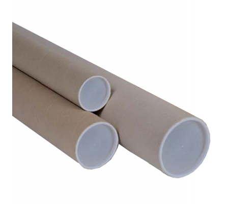 Tubo in cartone avana - doppio tappo trasparente - altezza 100 cm - Ø 10 cm - No Brand - 127031 - DMwebShop