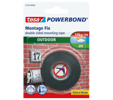 Nastro biadesivo Powerbond - per esterni - 19 mm x 1,5 mt - bianco - Tesa - 55750-00002-04 - 4042448843449 - DMwebShop