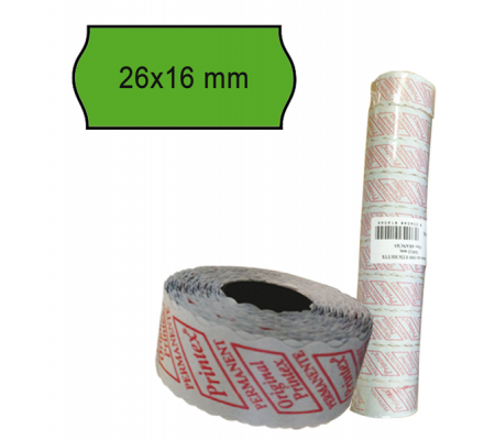 Rotolo da 1000 etichette a onda - 26 x 16 mm - adesivo permanente - verde - pack 10 rotoli - Printex - 2616sfp7ve - 8034049917434 - DMwebShop