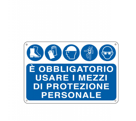 Cartello segnalatore - 30x20 cm - E' OBBLIGATORIO USARE I MEZZI DI PROTEZIONE INDIVIDUALE - alluminio - Cartelli Segnalatori - E3127 - 8769033127284 - DMwebShop