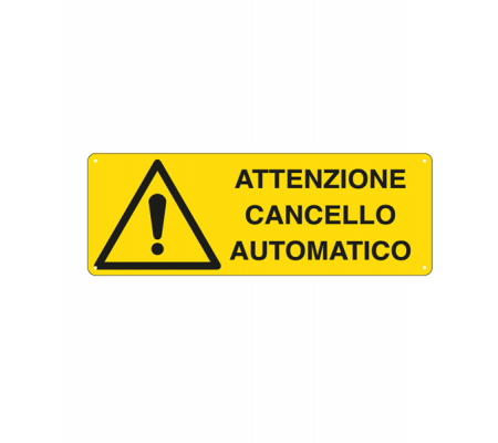 Cartello segnalatore - 35 x 12,5 cm - ATTENZIONE CANCELLO AUTOMATICO - alluminio - Cartelli Segnalatori - E1708K - 8769051708298 - DMwebShop