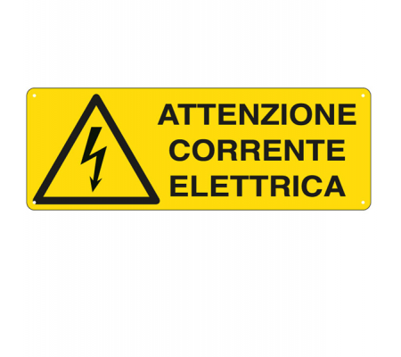 Cartello segnalatore - 35 x 12,5 cm - ATTENZIONE CORRENTE ELETTRICA - alluminio - Cartelli Segnalatori - E1743K - 8769071743620 - DMwebShop