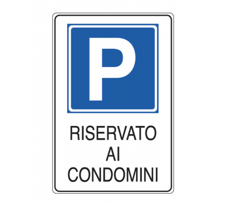 Cartello segnalatore - 20 x 30 cm - PARCHEGGIO RISERVATO AI CONDOMINI - alluminio - Cartelli Segnalatori - E5621K - 8769195621125 - DMwebShop