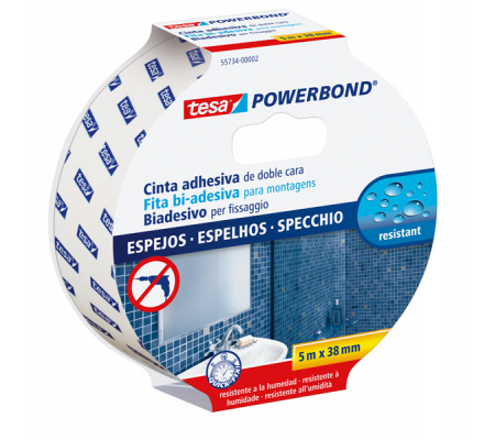 Nastro biadesivo per specchi Powerbond - 38 mm x 5 mt - bianco - Tesa - 55734-00002-05 - 4042448843579 - DMwebShop