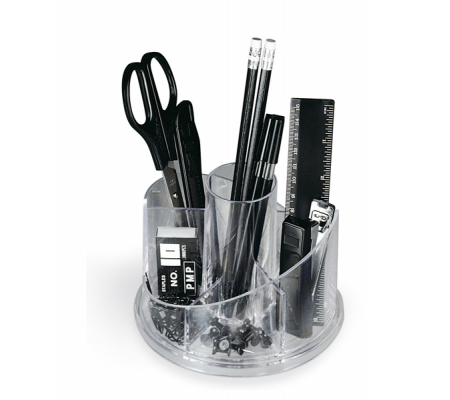 Desk set girevole portatutto - plexiglass - 13 x 16 x 12 cm - accessori inclusi - trasparente - Lebez - 5475. - 8002787054759 - DMwebShop